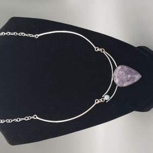 Lepidolite and Larimar Necklace